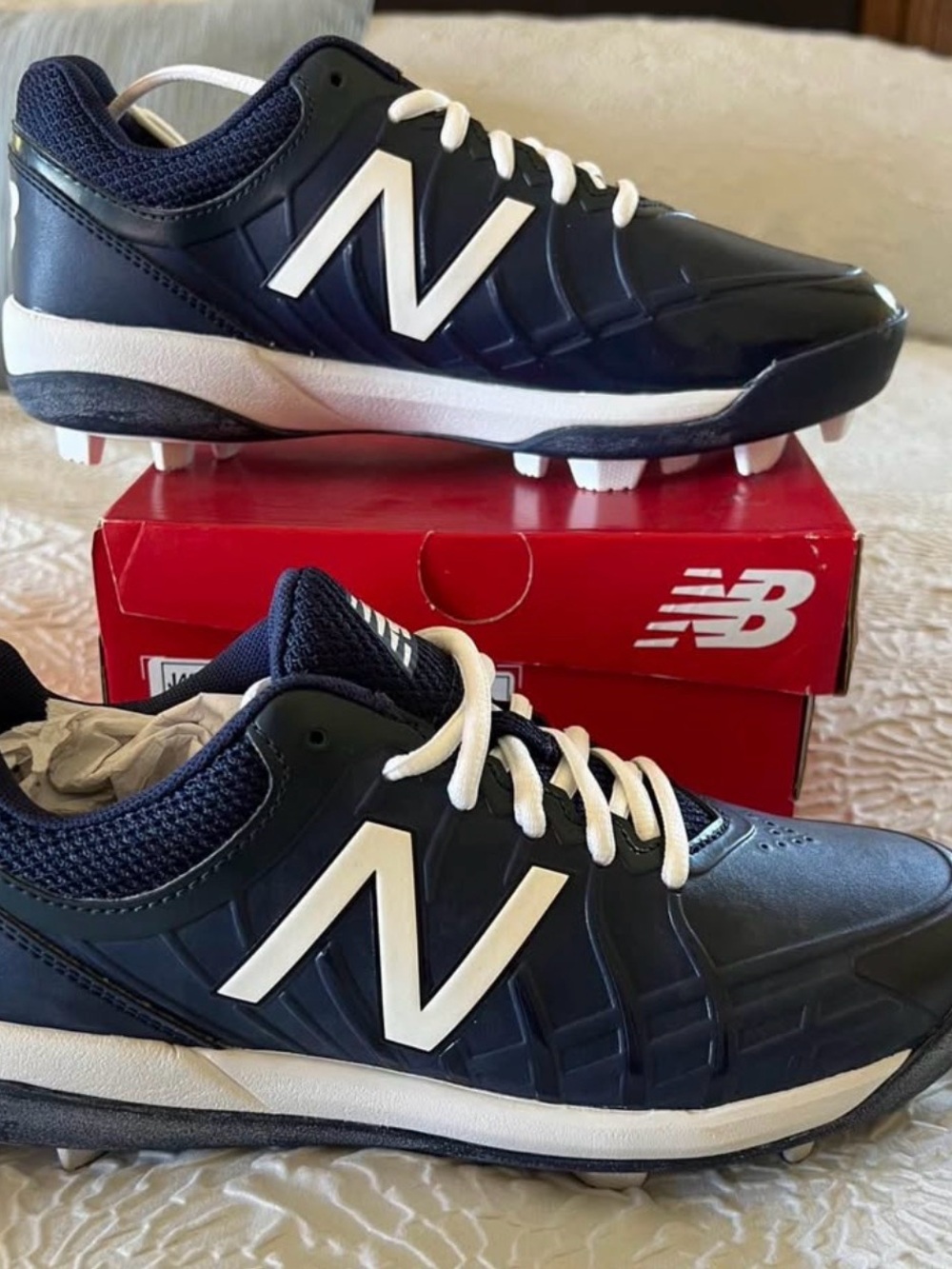 New Balance Navy and White Kids Baseball Cleats